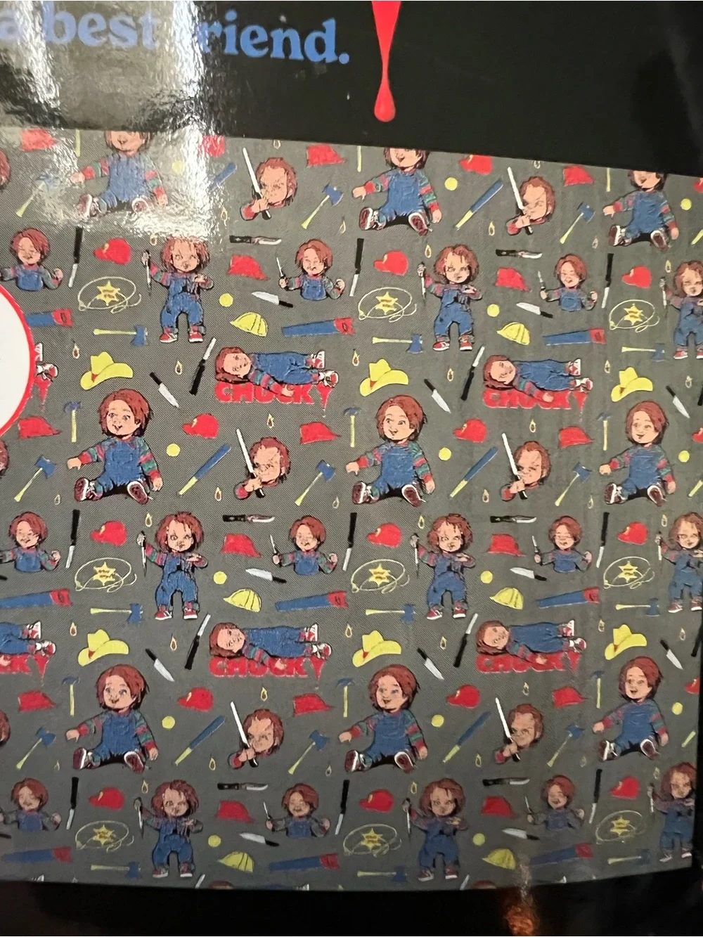 Chucky Graphic Plush Throw Blanket - Gray with Red & Yellow Accents